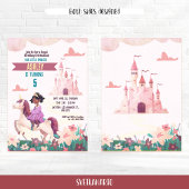 Black Princess Riding Unicorn Party Invitation