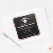 Black Product Label Rose Gold Frame Logo Monogram (Envelop)