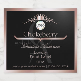 Black Product Label Rose Gold Frame Logo Monogram Likeurfles Etiket