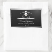 Black Product Label Silver Frame Logo and Monogram (Tas)