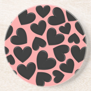 Black Puffy Hearts Zandsteen Onderzetter