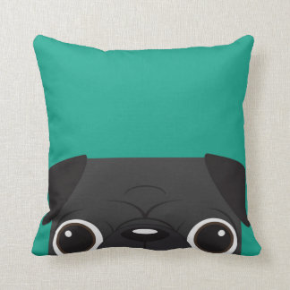 Black Pug-Blauwgroen Pillow Kussen