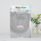 Black Pug Briefpapier (Staand voorkant)