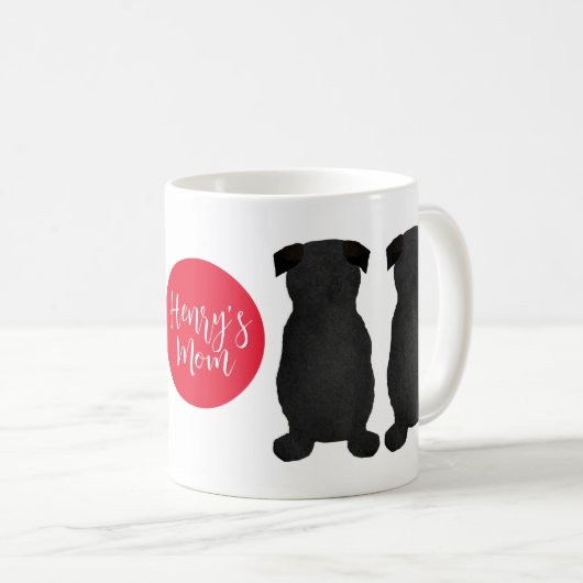 Black Pug cadeau voor mama Koffiemok (Voorkant rechts)