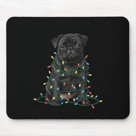 Black Pug Christmas I'm Fine Everything Is Fine Muismat (Voorkant)