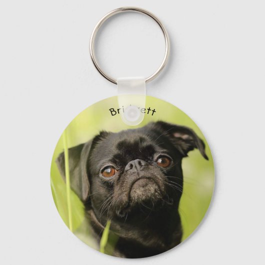 Black Pug Custom Sleutelhanger (Voorkant)