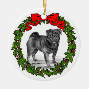 Black Pug Dog Art van Glenda S. Harlan Keramisch Ornament
