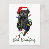 Black Pug Dog Bah Humpug Funny Kerstmis Briefkaart (Voorkant)