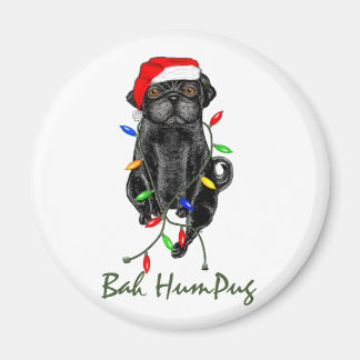 Black Pug Dog Bah Humpug Funny Kerstmis Magneet
