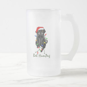 Black Pug Dog Bah Humpug Funny Kerstmis Matglas Bierpul