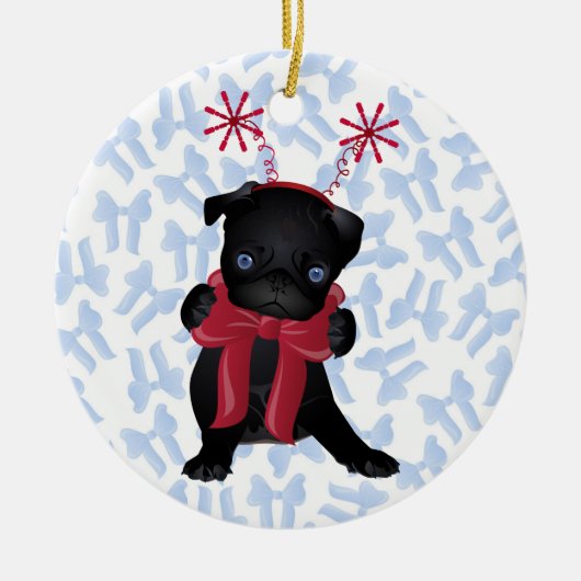 Black Pug dog Chrismtas Ornament 1 (Voorkant)