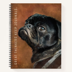Black Pug Dog Personalized Journal Notitieboek