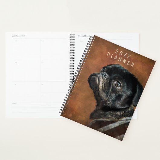 Black Pug Dog Persoonlijk Planner (Display)