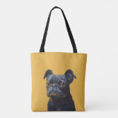 Black Pug Dog Portrait Tote Bag – Cute Pet Lover  (Dos)