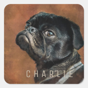 Black Pug Dog Vierkante Sticker