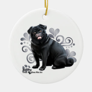 Black Pug Keramisch Ornament