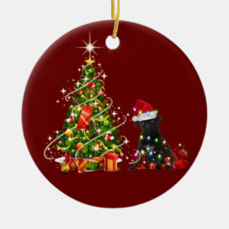 Black pug met Pet kerst Keramisch Ornament
