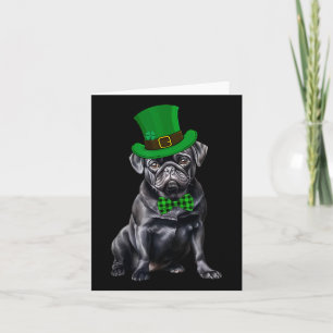 Black Pug Patricks Day Pet Funny St Patricks Day D Kaart