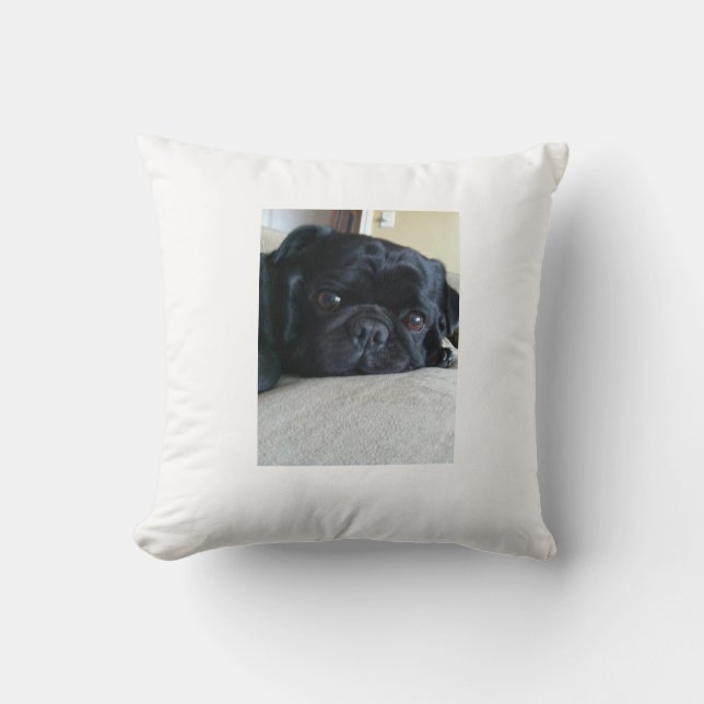 Black Pug Pillow Kussen (Voorkant)