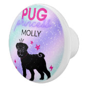 BLACK" PUG PRINCESS" KERAMISCHE KNOP (Rechts)