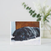 Black Pug Puppy Briefkaart (Staand voorkant)