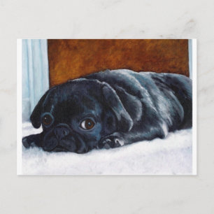 Black Pug Puppy Briefkaart