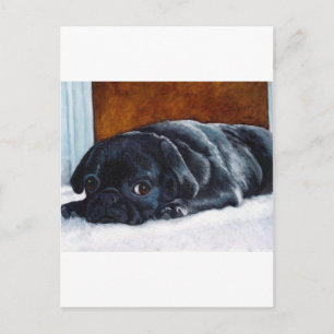 Black Pug Puppy Briefkaart