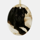 Black Pug Puppy Keramisch Ornament (Rechts)