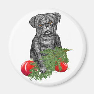 Black Pug Puppy Schattige kerstkunst Magneet