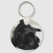 Black Pug Puppy Sleutelhanger (Voorkant)