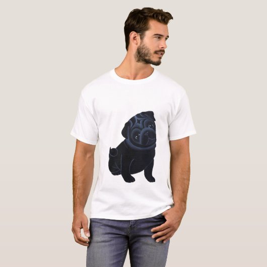 Black Pug Puppy T-shirt (Voorkant volledig)