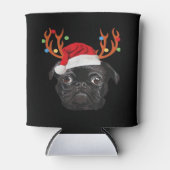 Black Pug Santa Kerstrendierlicht Blikjeskoeler (Voorkant)