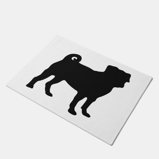 Black Pug Silhouette - Eenvoudig vectorontwerp Deurmat (Schuin)