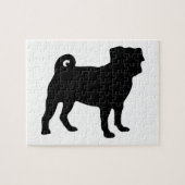 Black Pug Silhouette - Eenvoudig vectorontwerp Legpuzzel (Horizontaal)