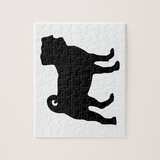 Black Pug Silhouette - Eenvoudig vectorontwerp Legpuzzel (Verticaal)