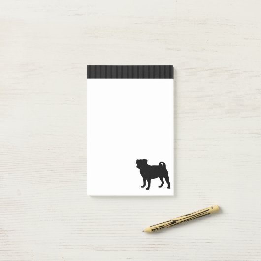 Black Pug Silhouette - Eenvoudig vectorontwerp Post-it® Notes (Op bureau)