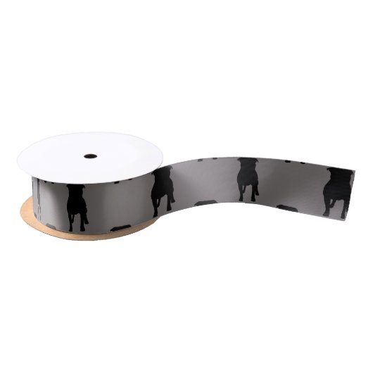 Black Pug Silhouettes op grijze achtergrond Lint (Spoel)