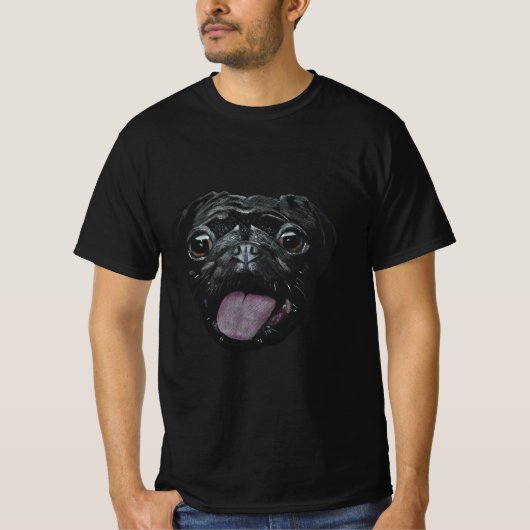 Black Pug  T-shirt (Voorkant)