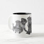 Black Pug Tweekleurige Koffiemok (Voorkant links)