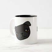Black Pug Tweekleurige Koffiemok (Voorkant links)