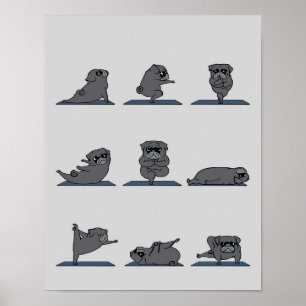 Black Pug Yoga Funny Pug Lover Poster