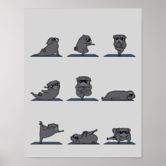Black Pug Yoga | Funny Pug Lover Poster