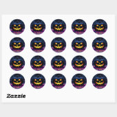 Black Pumpkin Jack-O-Lantern Halloween Ronde Sticker (Vel)