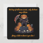 🖤 Black Pumpkin King Halloween Uitnodigen 🎃 Kaart (Achterkant)