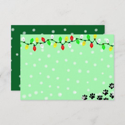 Black Puppy Paw Prints Custom Christmas Notitiekaartje (Voorkant / Achterkant)