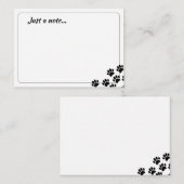 Black Puppy Paw Prints Just a Note Notitiekaartje (Voorkant / Achterkant)
