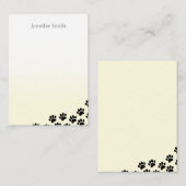 Black Puppy Paw Prints Personalized Stationery  Notitiekaartje (Voorkant / Achterkant)