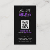 Black Purple Beauty Salon QR Code Loyalty & Visitekaartje (Voorkant)