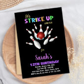 Black Purple Bowling Invitations d'anniversaire