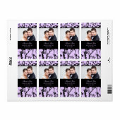 Black Purple Damask Photo Wedding Étiquettes (Feuille entière)